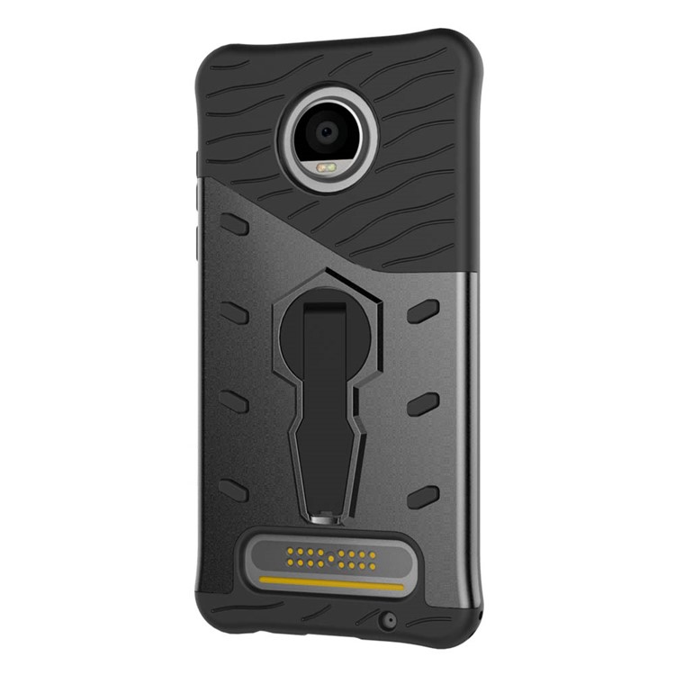 Soft TPU + Plastic Detachable Case with 360-degree Rotary Kickstand for Motorola Moto Z2 Play - Grey-7