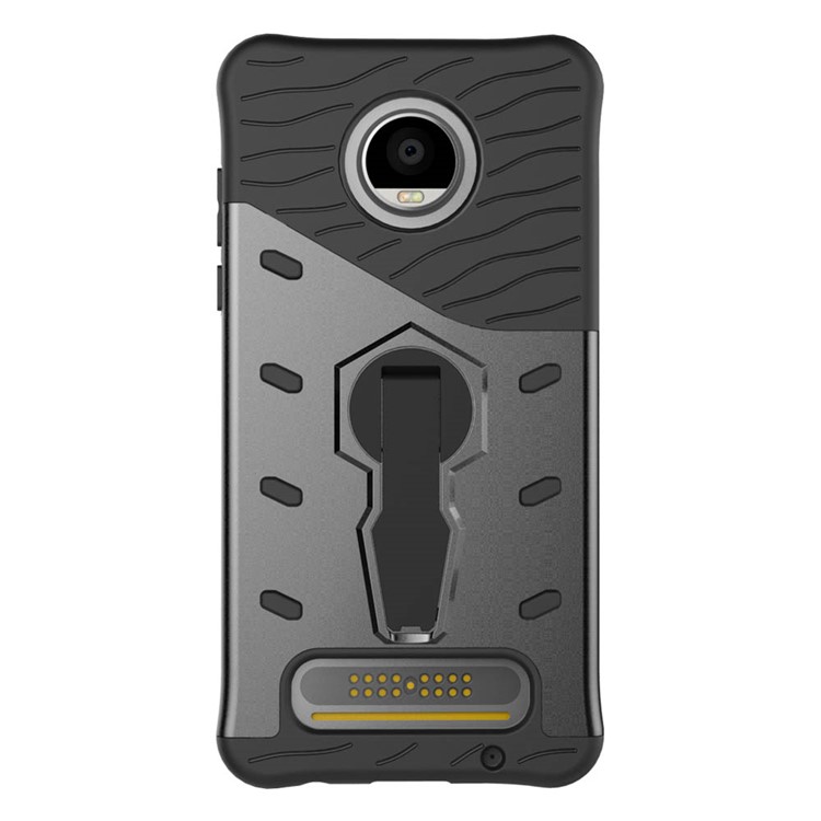 Soft TPU + Plastic Detachable Case with 360-degree Rotary Kickstand for Motorola Moto Z2 Play - Grey-8