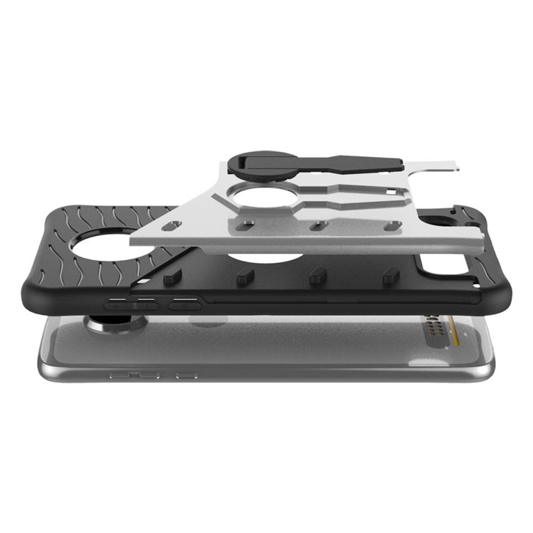 Soft TPU + Plastic Detachable Phone Case with 360-degree Rotary Kickstand for Motorola Moto Z2 Play - Silver-4