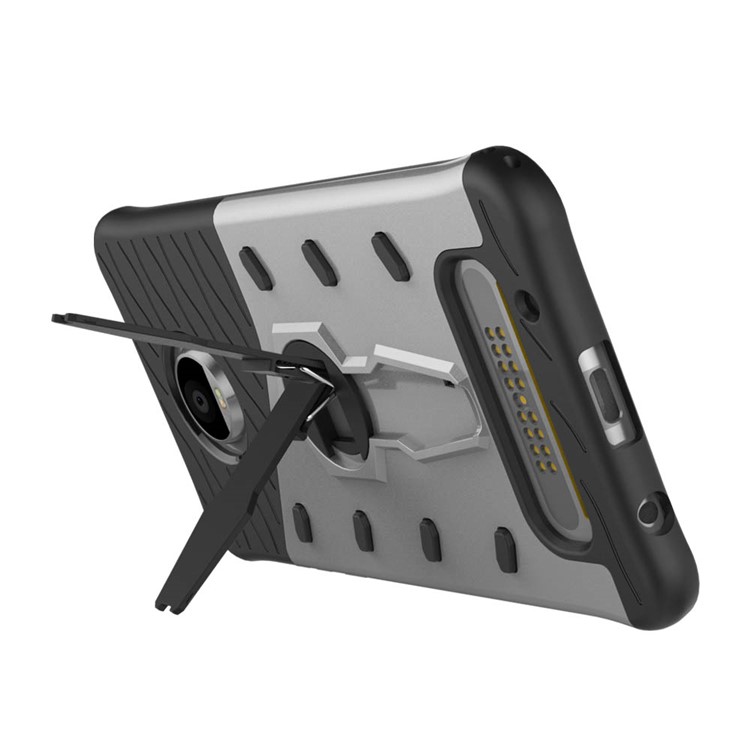 Soft TPU + Plastic Detachable Phone Case with 360-degree Rotary Kickstand for Motorola Moto Z2 Play - Silver-6