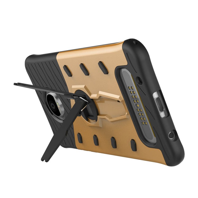 Soft TPU + Plastic Detachable 360-degree Rotary Kickstand Protective Case for Motorola Moto Z2 Play - Gold-6