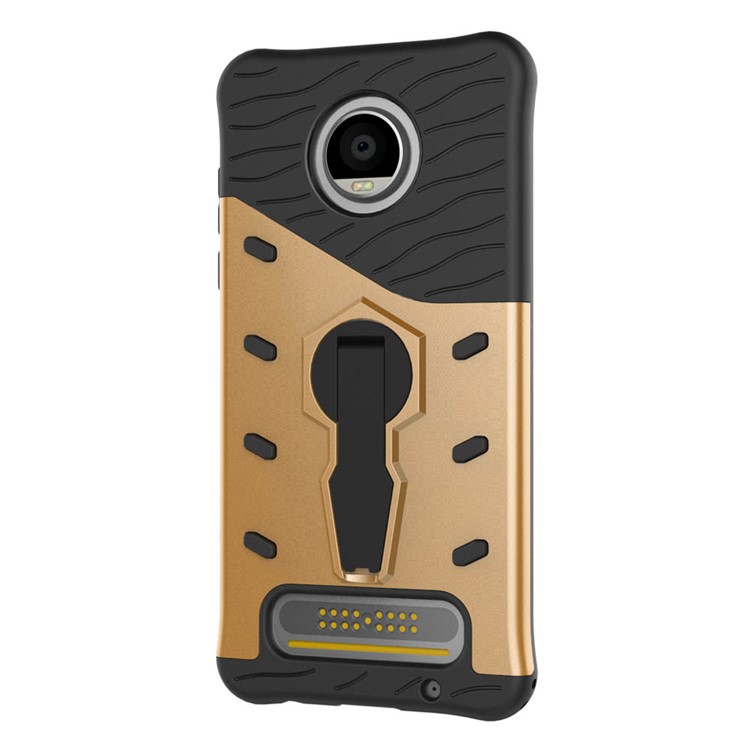 Soft TPU + Plastic Detachable 360-degree Rotary Kickstand Protective Case for Motorola Moto Z2 Play - Gold-7
