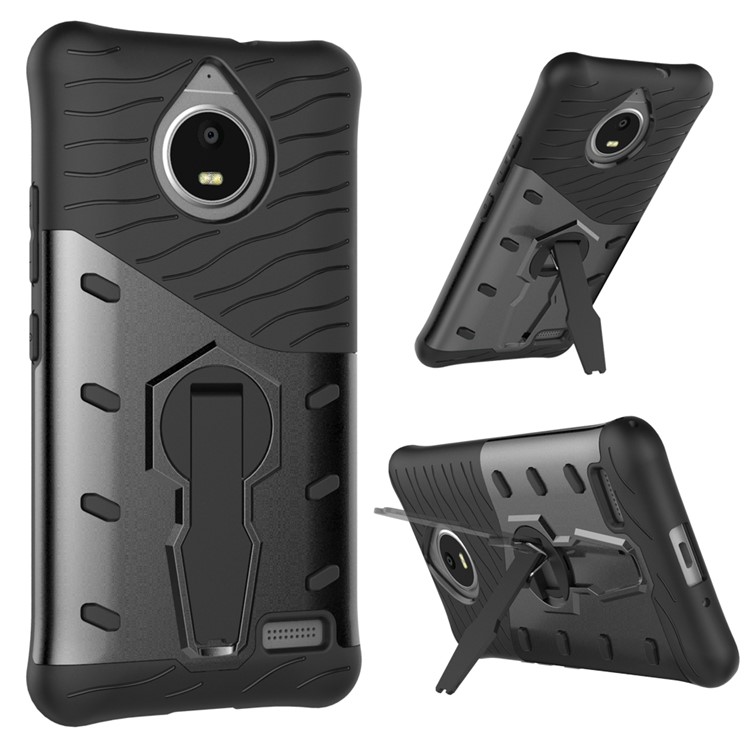 Soft TPU + Plastic Detachable Case with 360-degree Rotary Kickstand for Motorola Moto E4 EU Version - Grey-1