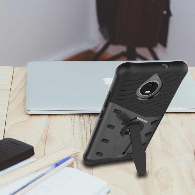 Soft TPU + Plastic Detachable Case with 360-degree Rotary Kickstand for Motorola Moto E4 EU Version - Grey-11