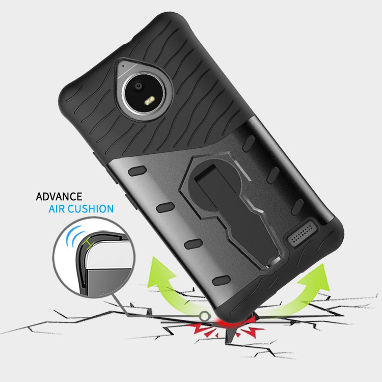 Soft TPU + Plastic Detachable Case with 360-degree Rotary Kickstand for Motorola Moto E4 EU Version - Grey-12