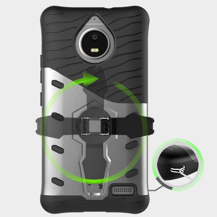 Soft TPU + Plastic Detachable Case with 360-degree Rotary Kickstand for Motorola Moto E4 EU Version - Grey-13