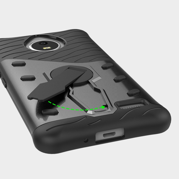 Soft TPU + Plastic Detachable Case with 360-degree Rotary Kickstand for Motorola Moto E4 EU Version - Grey-15