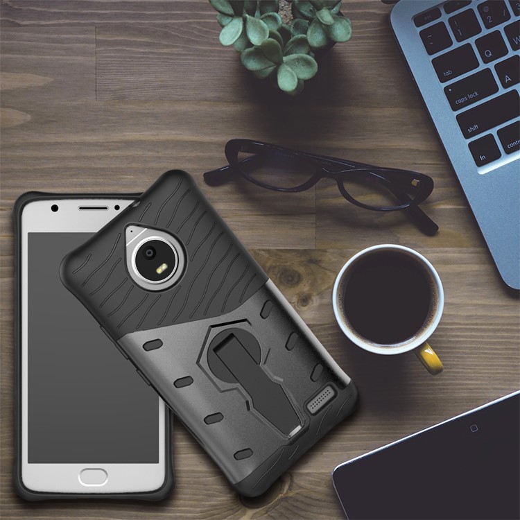 Soft TPU + Plastic Detachable Case with 360-degree Rotary Kickstand for Motorola Moto E4 EU Version - Grey-16