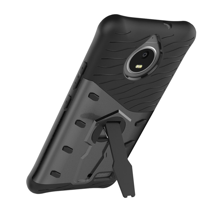 Soft TPU + Plastic Detachable Case with 360-degree Rotary Kickstand for Motorola Moto E4 EU Version - Grey-3