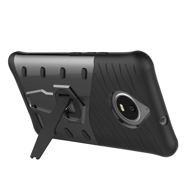 Soft TPU + Plastic Detachable Case with 360-degree Rotary Kickstand for Motorola Moto E4 EU Version - Grey-5
