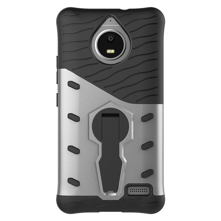 Soft TPU + Plastic Detachable 360-degree Rotary Kickstand Case for Motorola Moto E4 EU Version - Silver-10