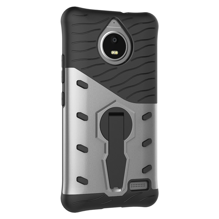 Soft TPU + Plastic Detachable 360-degree Rotary Kickstand Case for Motorola Moto E4 EU Version - Silver-8