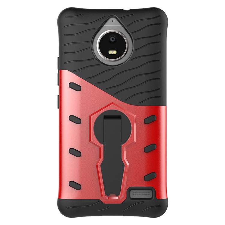 Soft TPU + Plastic Detachable Phone Case with 360-degree Rotary Kickstand for Motorola Moto E4 EU Version - Red-10