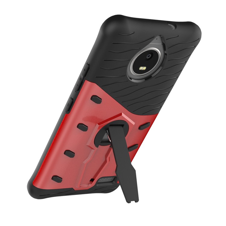 Soft TPU + Plastic Detachable Phone Case with 360-degree Rotary Kickstand for Motorola Moto E4 EU Version - Red-3
