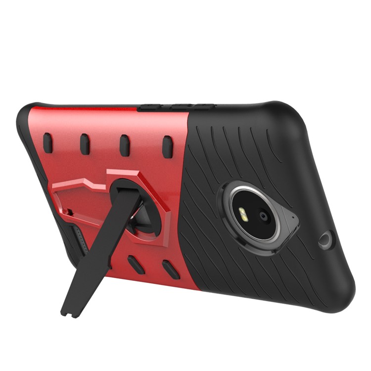 Soft TPU + Plastic Detachable Phone Case with 360-degree Rotary Kickstand for Motorola Moto E4 EU Version - Red-5