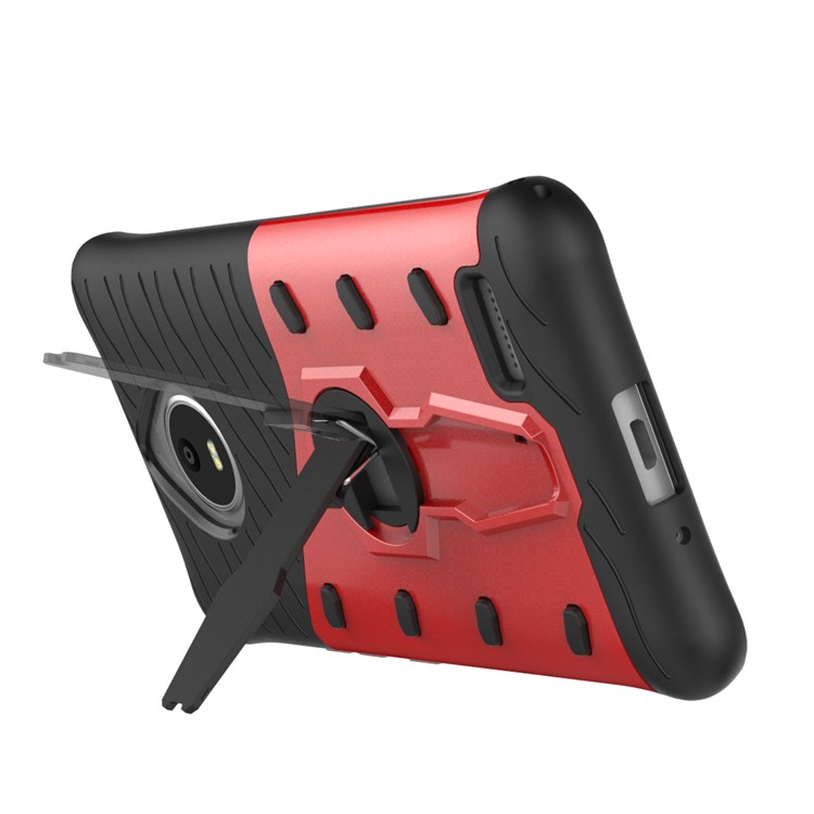 Soft TPU + Plastic Detachable Phone Case with 360-degree Rotary Kickstand for Motorola Moto E4 EU Version - Red-6