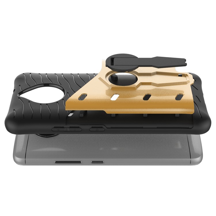 Soft TPU + Plastic Detachable Mobile Phone Casing with 360-degree Rotary Kickstand for Motorola Moto E4 EU Version - Gold-2