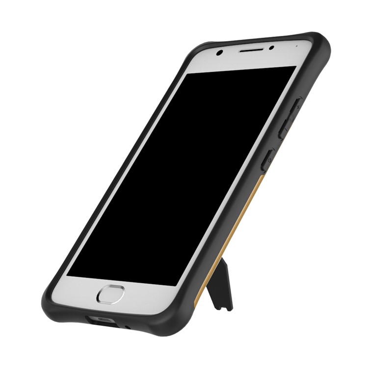 Soft TPU + Plastic Detachable Mobile Phone Casing with 360-degree Rotary Kickstand for Motorola Moto E4 EU Version - Gold-4