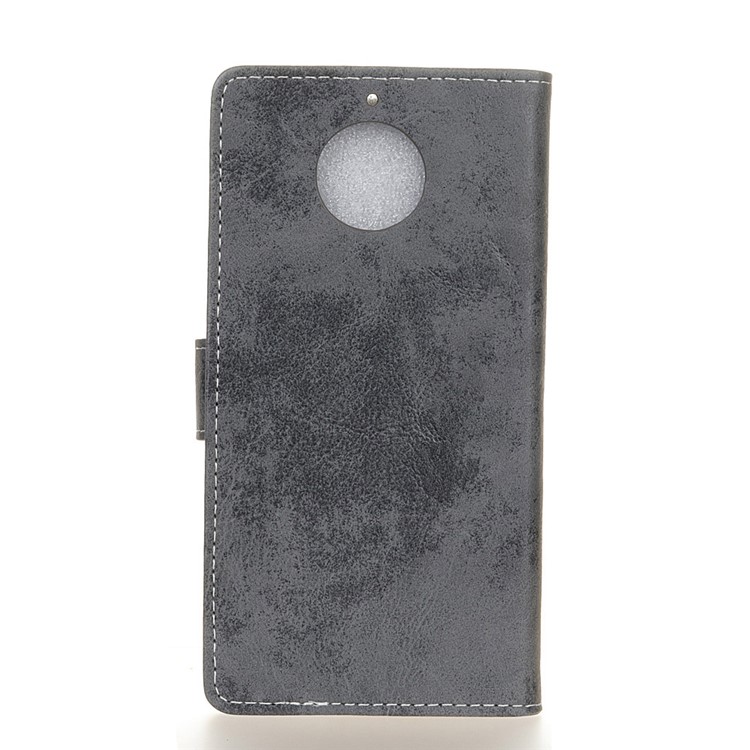 For Motorola MOTO G6 Plus Vintage Style Leather Mobile Wallet Casing - Grey-2
