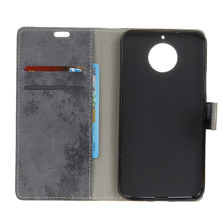 For Motorola MOTO G6 Plus Vintage Style Leather Mobile Wallet Casing - Grey-4