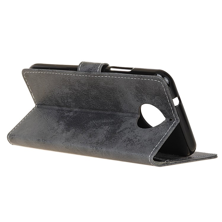 For Motorola MOTO G6 Plus Vintage Style Leather Mobile Wallet Casing - Grey-5