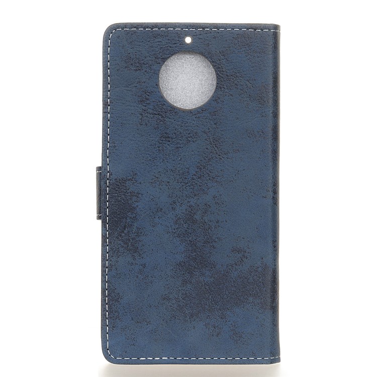 For Motorola MOTO G5S Plus Vintage Style Leather Mobile Wallet Casing Cover - Blue-2