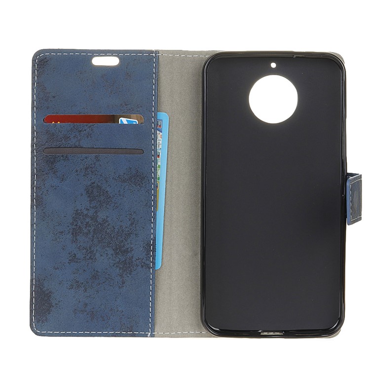 For Motorola MOTO G5S Plus Vintage Style Leather Mobile Wallet Casing Cover - Blue-4