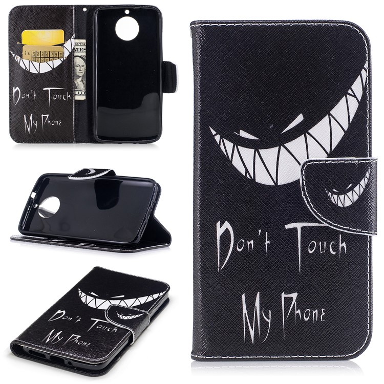 Pattern Printing Wallet Leather Case with Stand for Motorola Moto G5S - Do not Touch My Phone-1