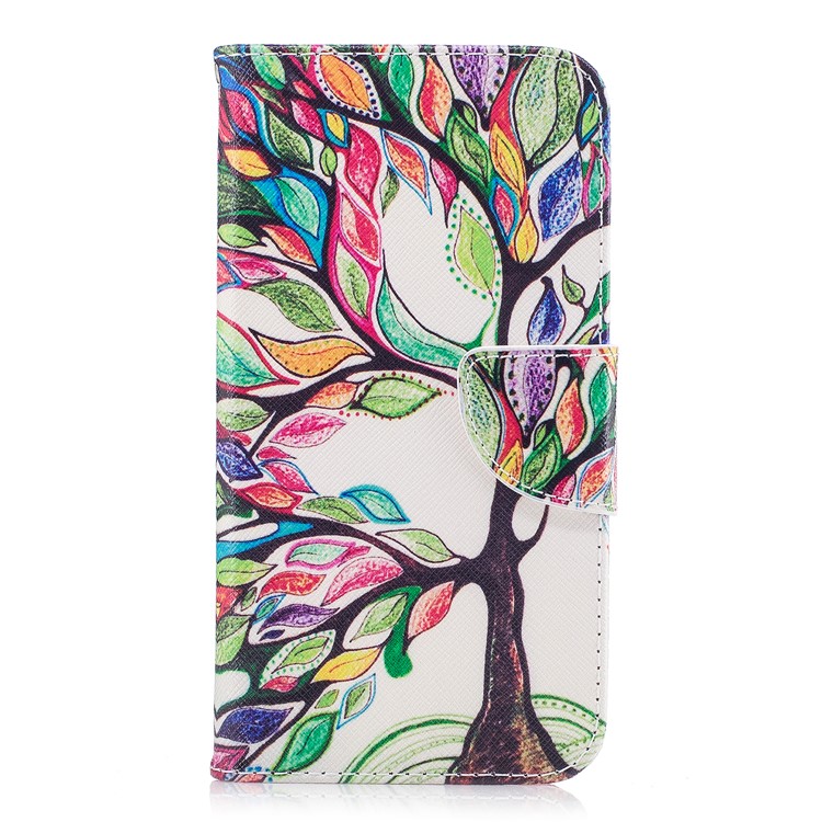 Pattern Printing Wallet Leather Stand Phone Casing for Motorola Moto G5S - Colorized Tree-2