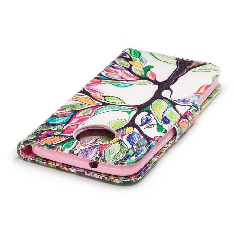 Pattern Printing Wallet Leather Stand Phone Casing for Motorola Moto G5S - Colorized Tree-7