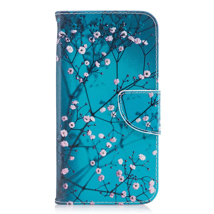 For Motorola Moto G5S Pattern Printing Wallet Leather Stand Folio Cell Phone Case - Tree with Flowers-2