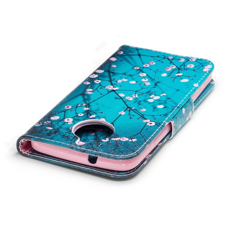 For Motorola Moto G5S Pattern Printing Wallet Leather Stand Folio Cell Phone Case - Tree with Flowers-7