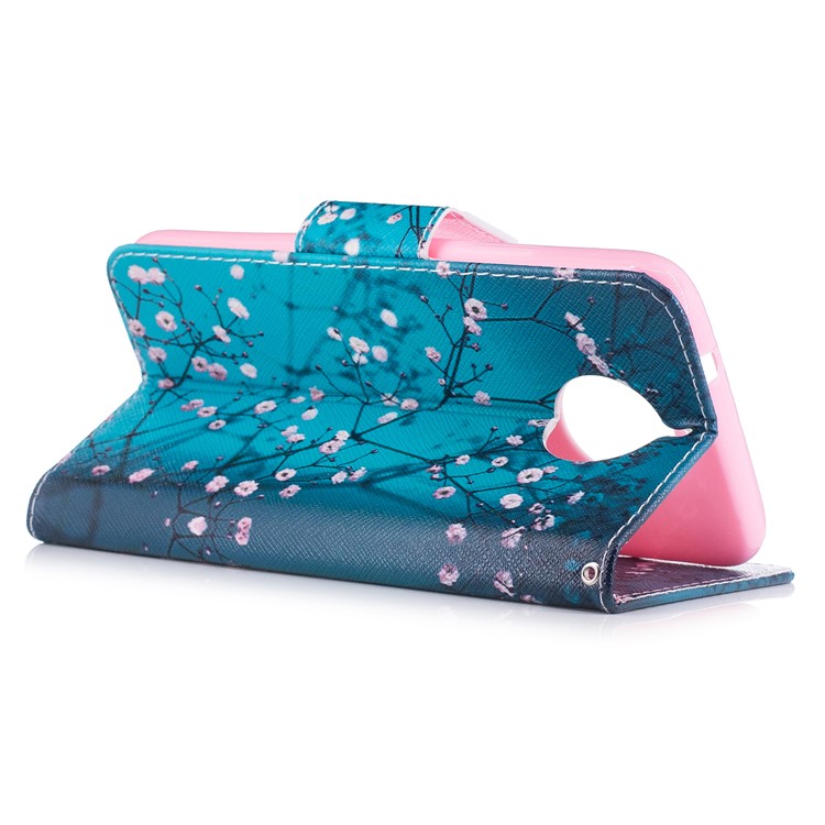 Pattern Printing PU Leather Stand Case for Motorola Moto G5S Plus - Tree with Flowers-4