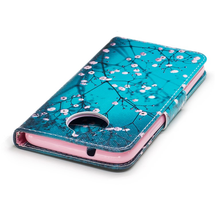 Pattern Printing PU Leather Stand Case for Motorola Moto G5S Plus - Tree with Flowers-7