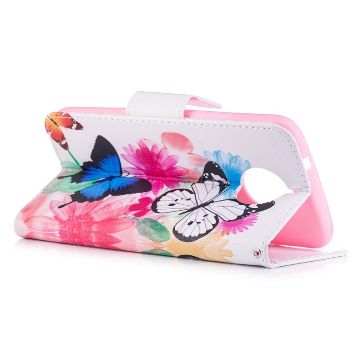 Pattern Printing Wallet Leather Cell Protective Case for Motorola Moto G5S Plus - Butterfly and Flowers-4