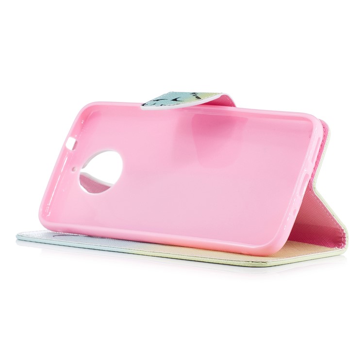 Pattern Printing Wallet Leather Cover Shell for Motorola Moto G5S Plus - Feather Pattern-5