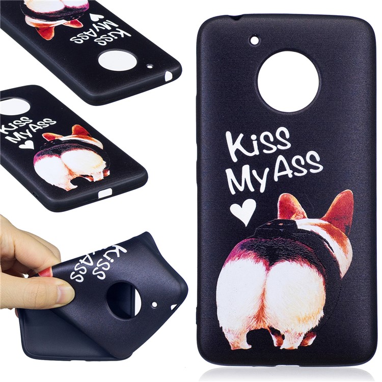 Embossing Pattern Matte Soft TPU Case for Motorola Moto G5 - Kiss My Ass-1