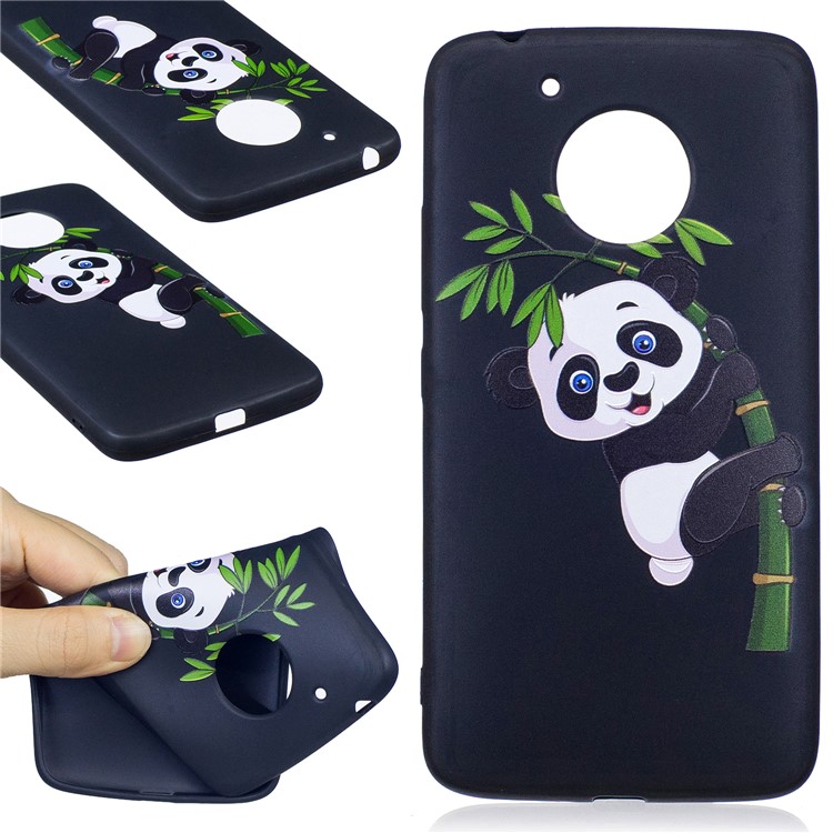 Embossing Pattern Matte Soft TPU Shell for Motorola Moto G5 - Panda and Bamboo-1