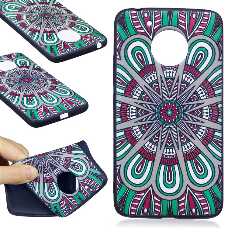 Embossing Pattern Matte Soft TPU Casing Cover for Motorola Moto G5 - Abstract Floral Pattern-1