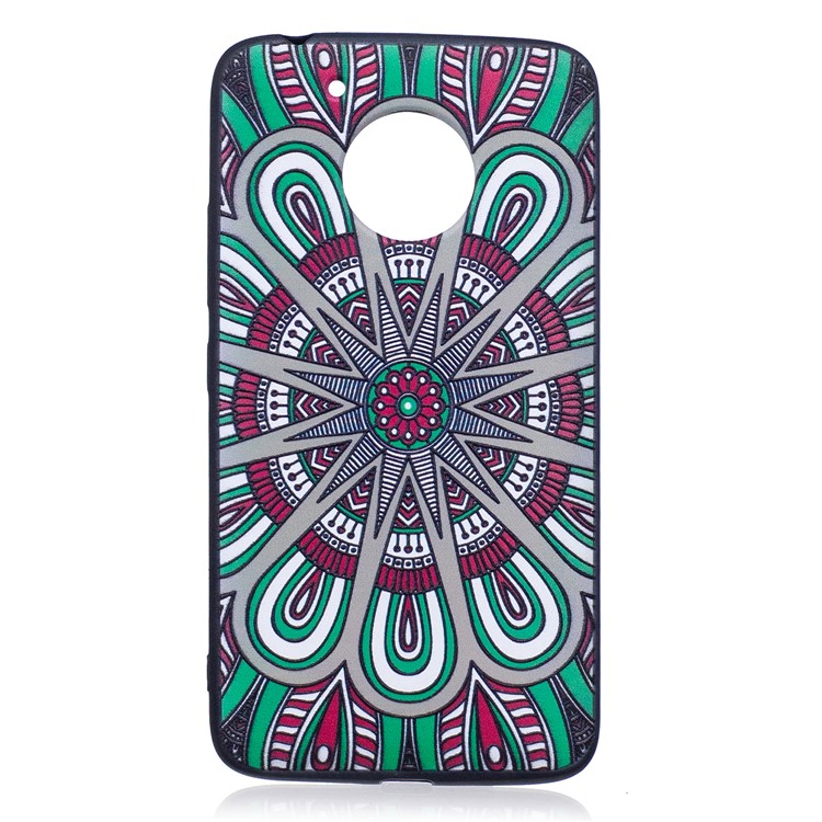 Embossing Pattern Matte Soft TPU Casing Cover for Motorola Moto G5 - Abstract Floral Pattern-2
