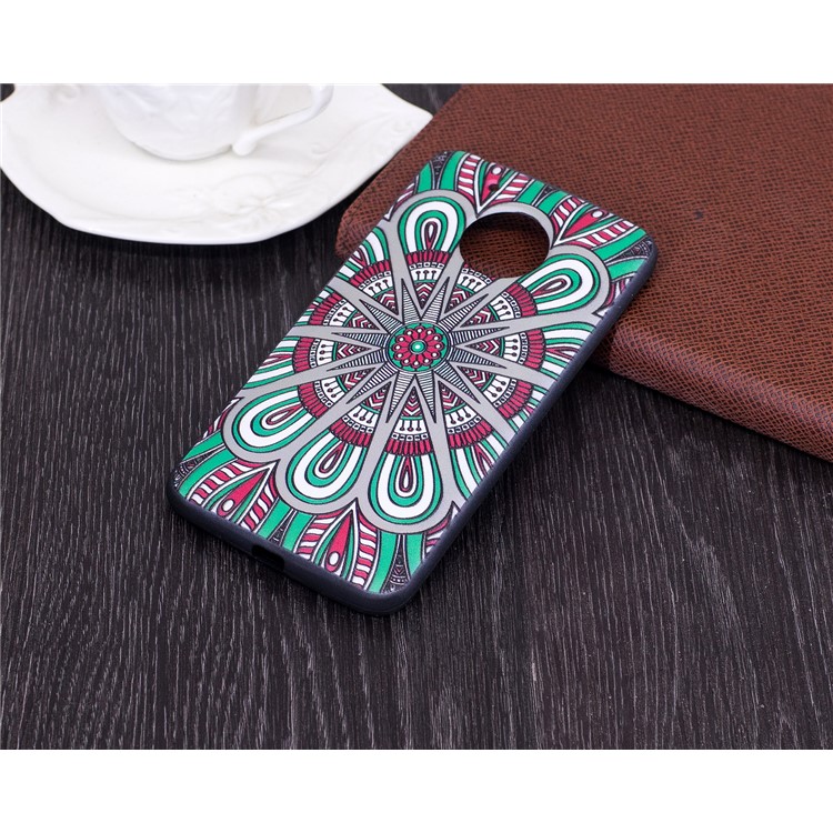 Embossing Pattern Matte Soft TPU Casing Cover for Motorola Moto G5 - Abstract Floral Pattern-7