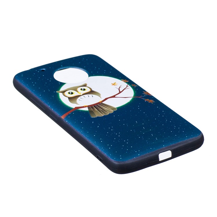 Embossing Pattern Matte Soft TPU Phone Case for Motorola Moto G5 - Moon and Owl-3