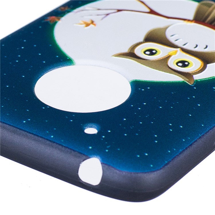 Embossing Pattern Matte Soft TPU Phone Case for Motorola Moto G5 - Moon and Owl-6