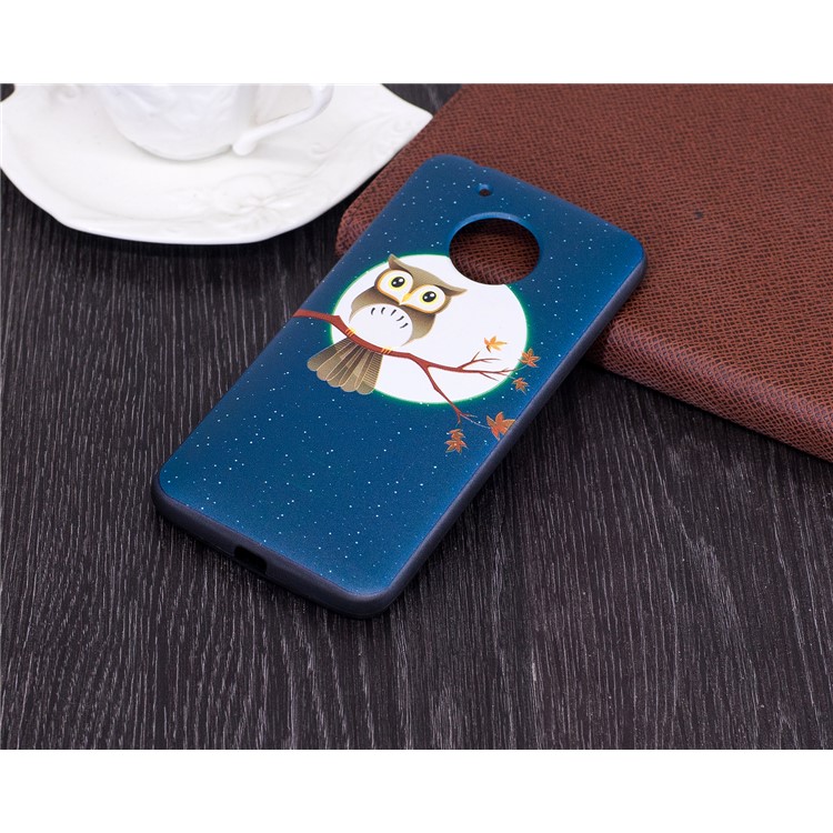 Embossing Pattern Matte Soft TPU Phone Case for Motorola Moto G5 - Moon and Owl-7