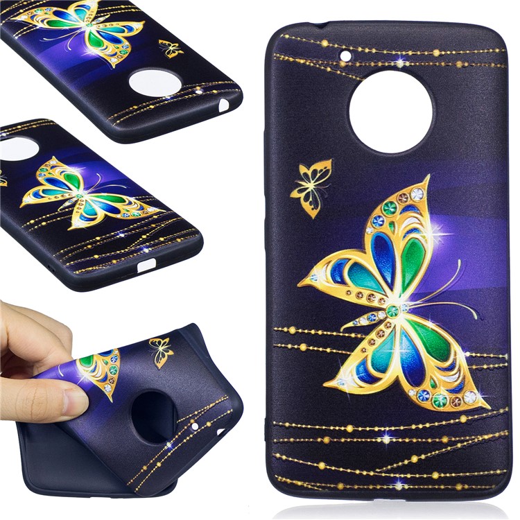 Embossing Pattern Matte Soft TPU Phone Casing for Motorola Moto G5 - Beautiful Butterfly-1
