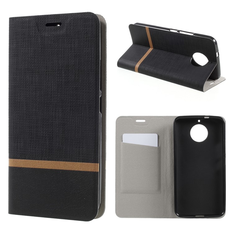 For Motorola Moto G6 Cross Texture Stand Leather Card Holder Case Built-in Steel Sheet - Black-1