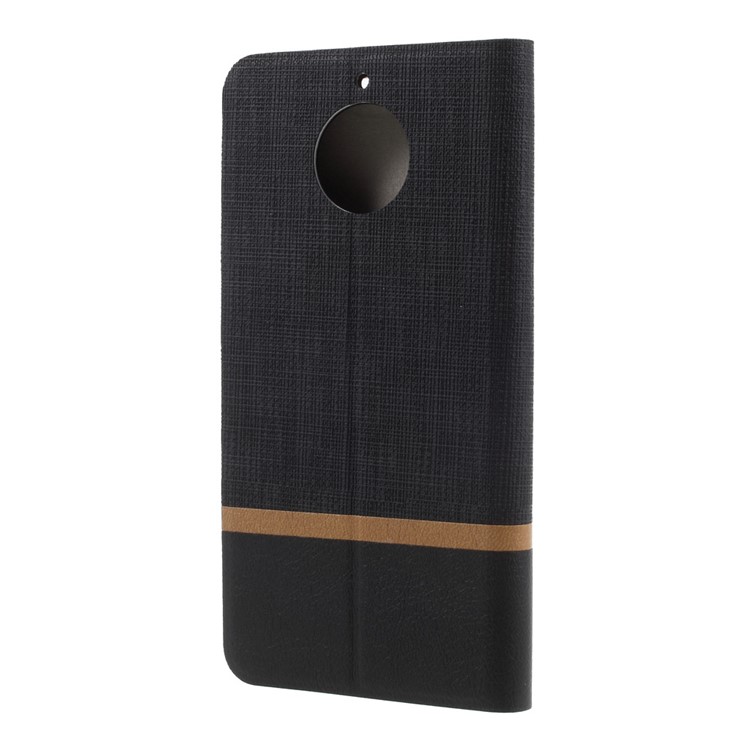 For Motorola Moto G6 Cross Texture Stand Leather Card Holder Case Built-in Steel Sheet - Black-2