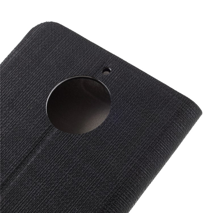 For Motorola Moto G6 Cross Texture Stand Leather Card Holder Case Built-in Steel Sheet - Black-8