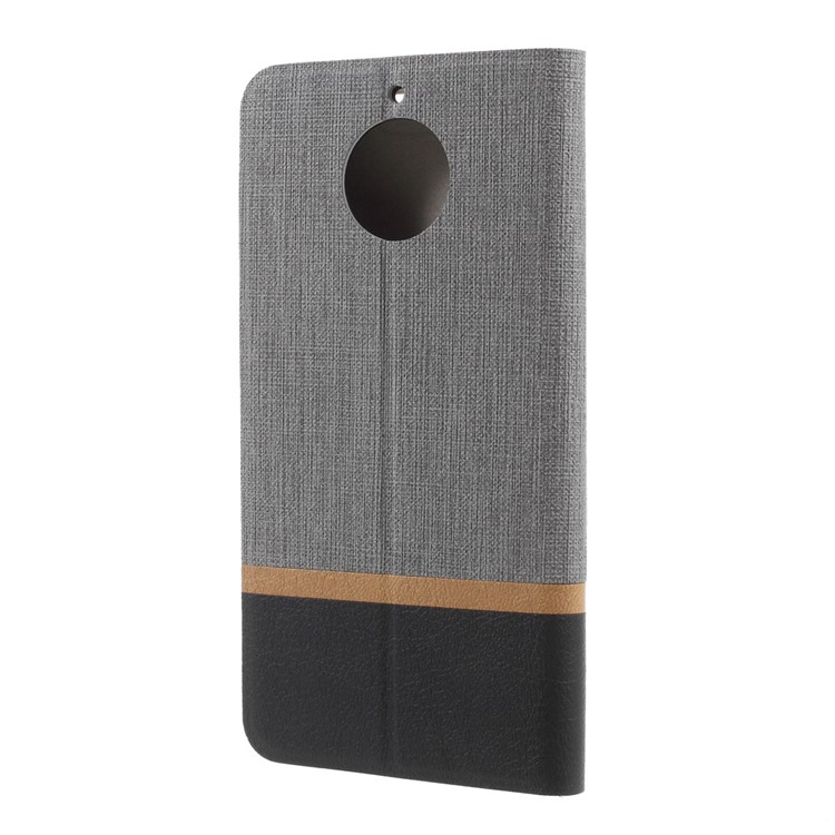 Cross Texture Stand Leather Mobile Phone Case Built-in Steel Sheet with Card Holder for Motorola Moto G5S - Grey-3