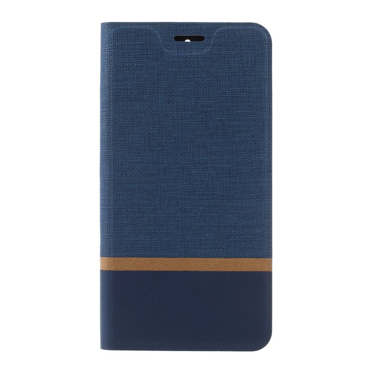 Cross Texture Stand Leather Card Holder Built-in Steel Sheet Cell Phone Case Shell for Motorola Moto G5S - Blue-1